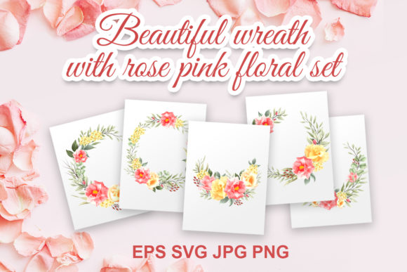 Beautiful Wreath with Rose Pink Floral: A Versatile Design Asset
