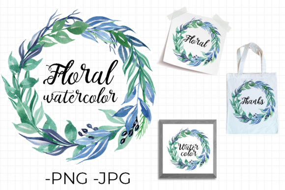 Elevating Design Projects with a Watercolor Floral Blue Wreath Bouquet