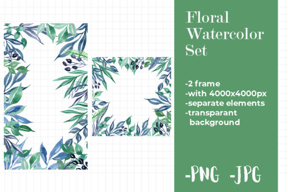 Elevating Design Projects with Blue Watercolor Floral Square Frames and Autumn Wreath Sets
