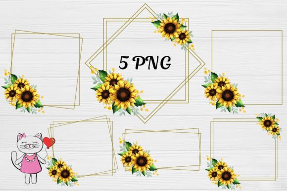 Enhance Your Projects with Sunflower Frames, Floral Watercolor