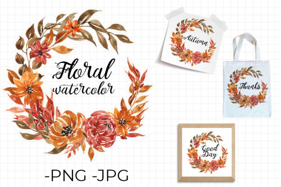 Floral Wreath Autumn Falls Watercolor 3: Elevating Seasonal Design Projects