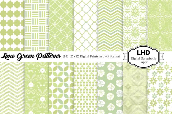 Lime Green Patterns - Digital Papers: A Versatile and Vibrant Addition to Your Creative Toolkit