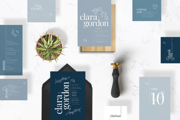 Minimal Floral Navy Wedding Suite: Elevating Event Stationery with Professional Design Assets