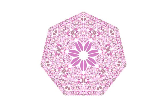 Ornate Colorful Floral Heptagon Shape: Elevating Modern Visual Design