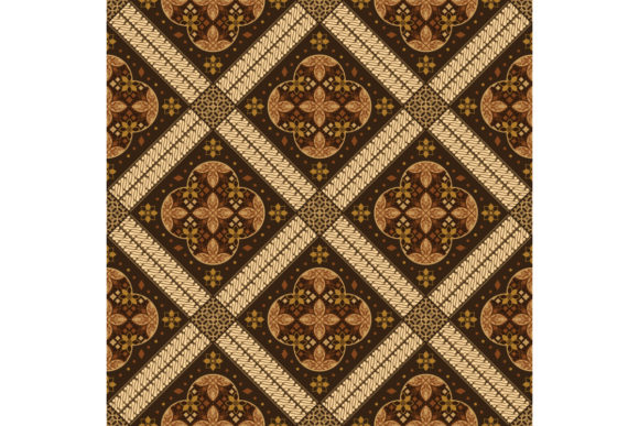 Simple Java Batik Floral Pattern: A Seamless Brown Design