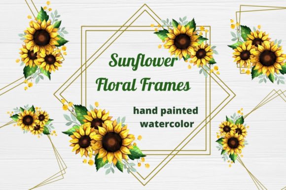 Sunflower Frames: Yellow Floral Clipart & Transfers