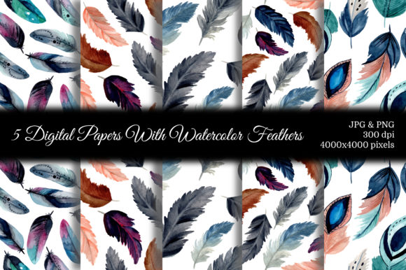 Watercolor Feathers: Elevate Your Design with Seamless Patterns